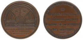 Historiepenningen - 1831 - Medal 'Aftreden van de voorlopige regering van België' (Dirks411) - Obv. Plan of the Congress room / Rev. Five lines of tek...