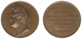 Historiepenningen - 1831 - Medal 'België geholpen door Franse troepen' by M. Borrel (Dirks444) - Obv. Bust Louis Philippe left / Rev. Six lines of tek...