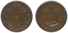 Historiepenningen - 1831 - Medal 'België's onafhankelijkheid gegarandeerd' by L.J. Hart (Dirks451F) - Obv. Belgian crown surrounded by five European c...