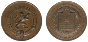 Historiepenningen - 1831 - Medal 'De hertog van Nemours weigert de Belgische kroon' by A.H. Veyrat (Dirks407) - Obv. Lion within belt / Rev. Law table...