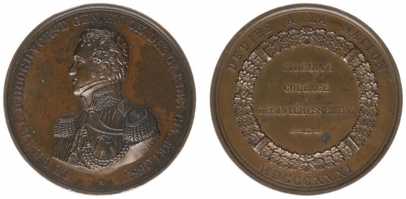 Historiepenningen - 1831 - Medal 'E. van der Linden d'Hooghvorst generaal der Be...