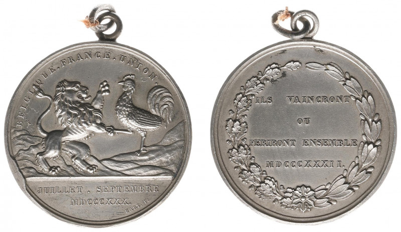 Historiepenningen - 1831 - Medal 'Entante cordiale tussen België en Frankrijk' b...