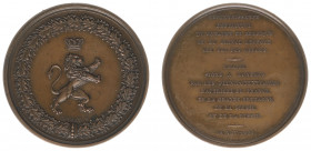Historiepenningen - 1831 - Medal 'Erkenning van België's onafhankelijkheid' by A.H. Veyrat (Dirks451B) - Obv. Crowned lion within wreath / Rev. Thirte...