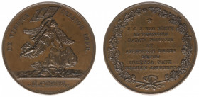 Historiepenningen - 1831 - Medal 'Heldendood van Van Speyk' by D. van der Kellen (Dirks401) - Obv. Genius with flag over exploding gunboat / Rev. Eigh...