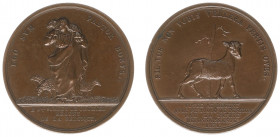 Historiepenningen - 1831 - Medal 'Spotpenning op het aftreden van Surlet de Chokier' door J. Leclercq (Dirks426) - Obv. Good shepherd / Rev. Shaven sh...