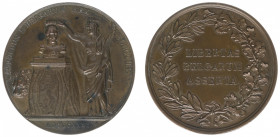 Historiepenningen - 1831 - Medal 'Verkiezing Leopold I tot Koning der Belgen' by F. de Hondt (Dirks422) - Obv. Belgia crowning bust on altar / Rev. Th...