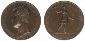 Historiepenningen - 1832 - Medal 'Inname van de Citadel van Antwerpen' by E. Gatteaux (Dirks466) - Obv. Bust Louis Philippe to left / Rev. Female warr...