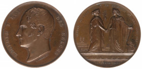 Historiepenningen - 1839 - Medal 'Vredesverdrag tussen Nederland en België' by C. Jehotte (Dirks549) - Obv. Head Leopold I left / Rev. Pax and Fortuna...