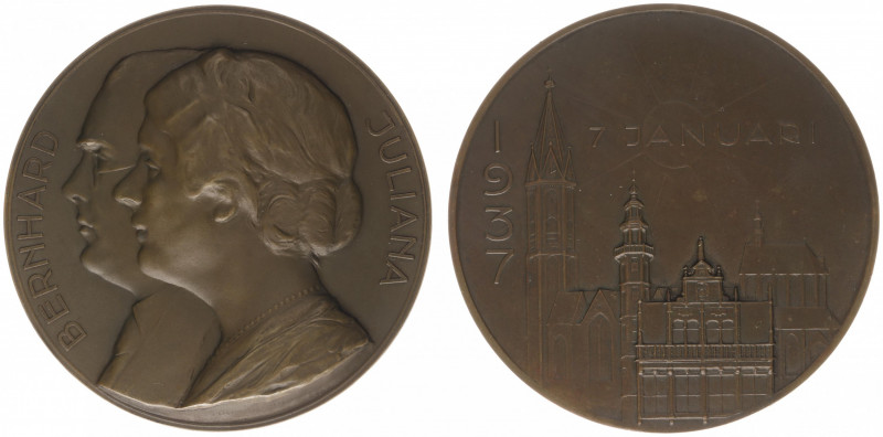 Historiepenningen - 1937 - Medal 'Huwelijk Juliana en Bernhard' by T. Dupuis & J...