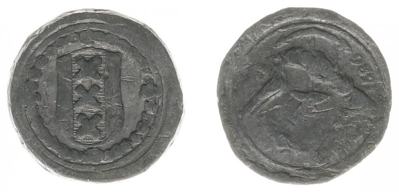 Tokens en loodjes - Amsterdam - Armenloodje 1586 (MvH.101, Pelsdonk013) - VZ Sta...