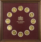 Netherlands - Collection 'Het tijdperk Juliana' by Franklin Mint - wallboard with 12 gilt sterling silver medals, in box