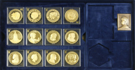 Netherlands - Cassette box 'In naam van Oranje' by Muntpost - 30 prooflike gilt bronze replica medals and one plaquette