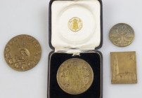 Netherlands - Lot of 4 Wienecke medals: Cunerakerk Rhenen 1936, Bijzondere Noden 1939, part Presse-Papier Oranjes and Jubileum SMN 1920 in original bo...