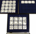 World - Collection silver Ounce medals 'Good Morning Europe', all Proof in capsules in 3 cassettes