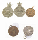 World - Lot of 5 Iranian medals: Coronation Reza Shah SH1305/1926 (Barac48), Reza Shah AR Military Merit Medal (Police) (Barac50), AE civil award meda...