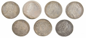 World - French silver jetons Louis XV - Parties Casuelles 1728, 1738 and 1739 - Ordinaire des Guerres 1736 - IX Viri Burdigalenses Comm. Reg. 1750 - T...