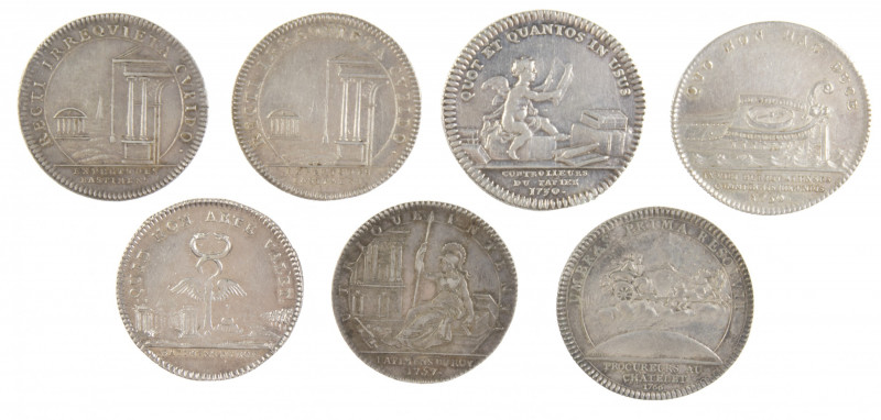 World - French silver jetons Louis XV/XVI - Batimens du Roy 1757 and ND - Expert...