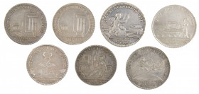 World - French silver jetons Louis XV/XVI - Batimens du Roy 1757 and ND - Experts de Bastimens 2 var. ND - Procureurs au Chatelet 1766 - IX Viri Burdi...