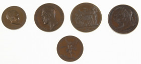 World - Nice lot of 5 Belgian bronze medals 1830-1878