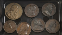 World - Lot of ca. 7 bronze 19th century portrait medals incl. 5x Grands Hommes Français