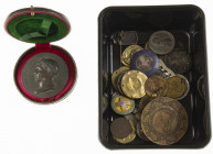 World - Nice lot of medals incl. tokens Napoleontic times, badges Weerbaarheid Groningen and L.V.H.Z. and medaillon Napoleone I