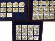 World - Collection gilded and silver-plated Euro medals - issued by Rowland Hill in 3 cassettes