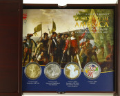 World - Cassette 'Discovery of America' containing 4x 1 Oz Silver Eagles, plated or coloured