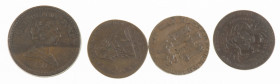 World - Lot of 4 English tokens: penny Bristol 1811 and half pennies T. Hardy 1794, May Norwich flourish 1792 and Dundee W. Crooms ND - average VF
