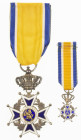 Medailles en onderscheidingen - Nederland - Orde van Oranje-Nassau, Knight Order, civil division, with miniature, some damage to enamel