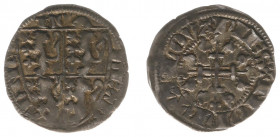 Hertogdom Brabant - Jan III (1312-1355) - Esterlin/Sterling ND (1330-1337) Leuven (DW 349 / VanHoudt G 256) - Obv. Arms Brabant-Limburg / Rev. Short c...