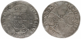 Hertogdom Brabant / Antwerpen - Philips II (1555-1598) - 1/2 Bourgondische Kruisrijksdaalder 1569 (Delm. 97 / vGH 241-1 / Vanhoudt 291) - VF / zeldzaa...