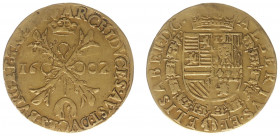 Hertogdom Brabant / Antwerpen - Albert & Isabella (1598-1621) - Dubbele Albertijn 1602 (Delm. 145 / vGH 284-1 / Vanhoudt 582) - 5.12 gram - klemspoort...