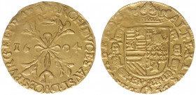 Hertogdom Brabant / Antwerpen - Albert & Isabella (1598-1621) - Dubbele Albertijn 1604 (Delm. 145 / vGH 284-1 / Vanhoudt 582) - 5.00 gram - traces of ...