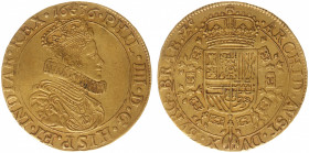 Hertogdom Brabant / Antwerpen - Philips IIII (1621-1665) - Dubbele Souverein 1636 (Delm. 167 / vGH 324-1a / Vanhoudt 636 / R2) - 11.03 gram - Obv. Bus...