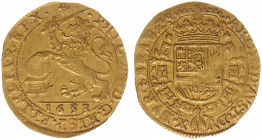 Hertogdom Brabant / Brussel - Philips IIII (1621-1665) - Souverein of Gouden Leeuw 1653 (vGH 325-3 / (Delm. 179 / Vanhoudt 638 /R1 ) - 5.55 gram - Obv...