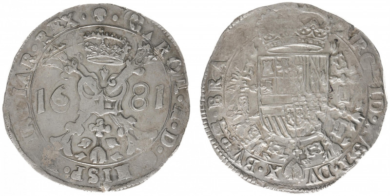 Hertogdom Brabant / Brussel - Karel II (1665-1700) - Patagon 1681 (vGH 350-2a / ...