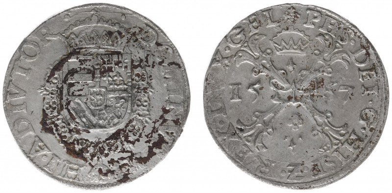 Gelderland Hertogdom (1339-1581) - Philips II (1555-1598) - Bourgondische Kruisr...