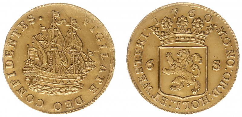 Holland Provincie (1581-1795) - Afslagen in goud - Scheepjesschelling 1760 struc...