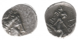 Greece - Euboia - Euboia / Histaia - AR Tetrobol (ca. 196-146 BC, 2.28 g) - Female head right, wearing ivy-wreath / The nymph Histiaia seated right on...