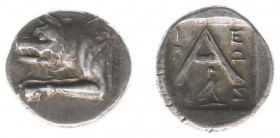 Greece - Peloponnesos - Argolis / Argos - AR Hemidrachm (c. 90-40 BC, 2.47 g) - Forepart of wolf left / Large A, IEPΩNOΣ in field, and eagle with fold...