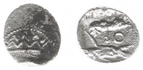 The East - Phoenicia - Sidon - AR 1/16 Shekel Baalshillem (Sakton) II (c. 401-365 BC, 0.70 g) - Phoenician pentekonter left, waves below / King of Per...