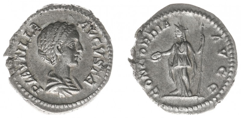 Plautilla (202-205) - AR Denarius (Rome AD 202, 3.24 g) - PLAVTILIA AVGVSTA, dra...