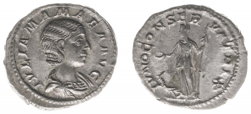 Julia Mamaea (+235) - AR Denarius (Rome AD 222, 2.63 g) - IVLIA MAMAEA AVG, drap...