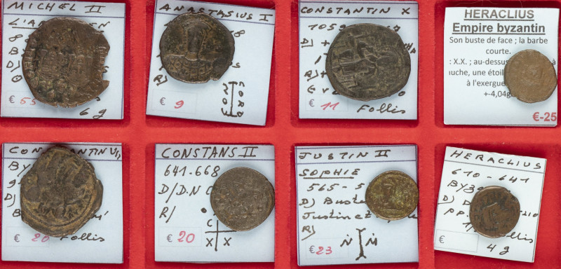 Michael II the Amorian (820-829) - A small lot with Byzantine bronzes including ...