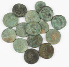 A nice and interesting lot with large Roman bronzes including 10 Greek Roman 'Sestertii', mainly Antiochia (appr. 5 Septimius Severus, 2 x Gordianus e...