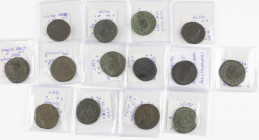 Lot of 14 x BI Follis, different reverses by emperor: 3 x Diocletianus RIC 464; 315, 427; 2 x Maximianus RIC 284, 469; 3 x Constantius I as Caesar RIC...