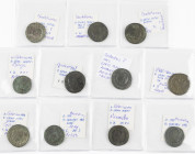 Interesting lot of 11 x BI Follis of different emperors and mint places, most described with Sear numbers – VF-VF+