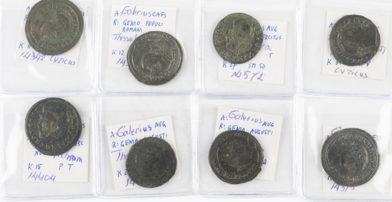 Beautiful lot of 8 x BI Follis Galerius; 4 x as Caesar - mint mark Cyzicus, Thes...