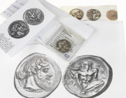 A nice replica of an AR Tetradrachm of Naxos, c. 460 BC, by the Aetna Master: obv.: Bearded head of Dionysos right wearing ivy wreath, hair tied in kr...