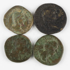 A small lot with Roman Sestertii: Vespasianus (PAX AVGVSTI), Marcus Aurelius (FELICITAS with caduceus, TR POT XII), Crispina (SALVS seated left, feedi...